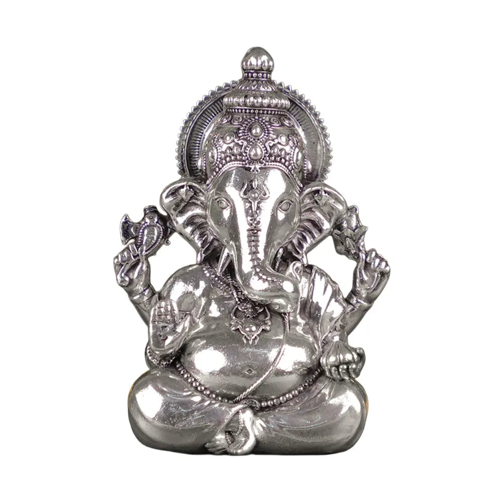 Brass Vighnaharta Ganesha Idol Silver Plated Artarium